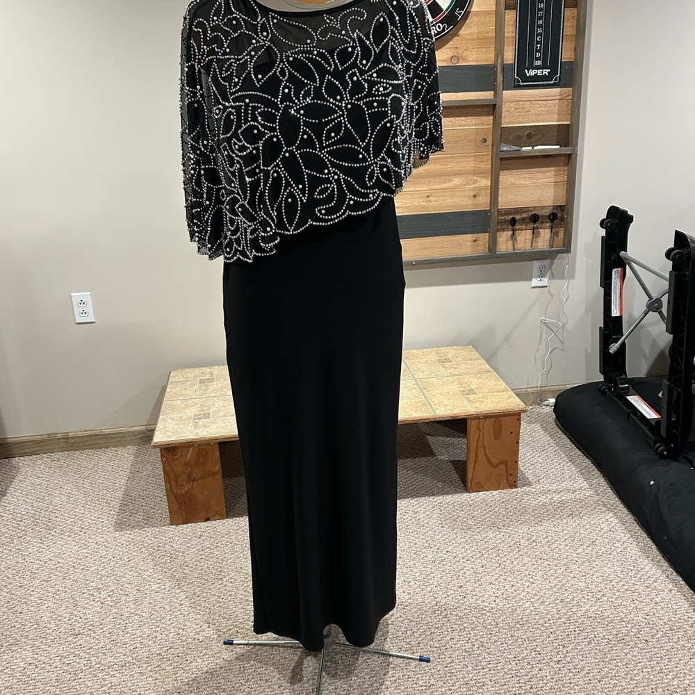 MSK Black Maxi Dress with Beaded Overlay
